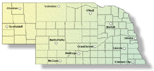 Nebraska, Heating and Cooling degrees map